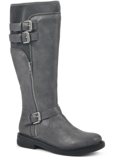 White Mountain Mazed Womens Faux Leather Tall Knee-high Boots In Grey