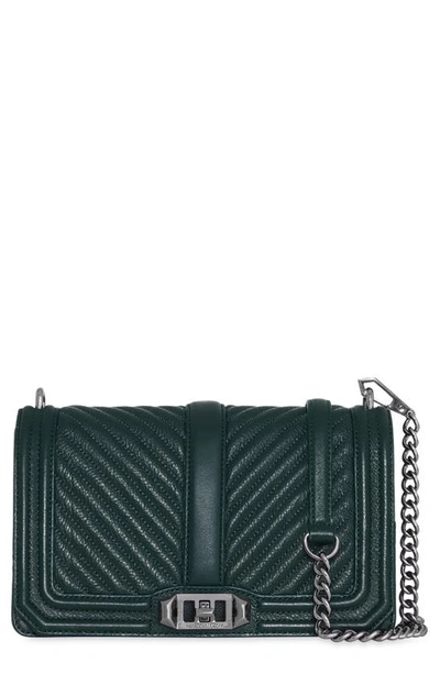 Rebecca Minkoff Chevron Quilted Love Leather Crossbody Bag In Deep Jade