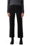 Eileen Fisher High Waist Ankle Straight Leg Corduroy Pants In Black