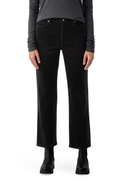 Eileen Fisher Organic Cotton Stretch Corduroy Straight Pant In Black