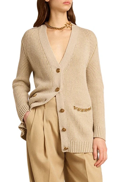 Golden Goose Embellished Wool-blend Cardigan In Lambs Wool/ Gold