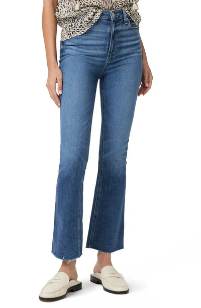 Paige Claudine High Waist Frayed Hem Flare Jeans In Blue