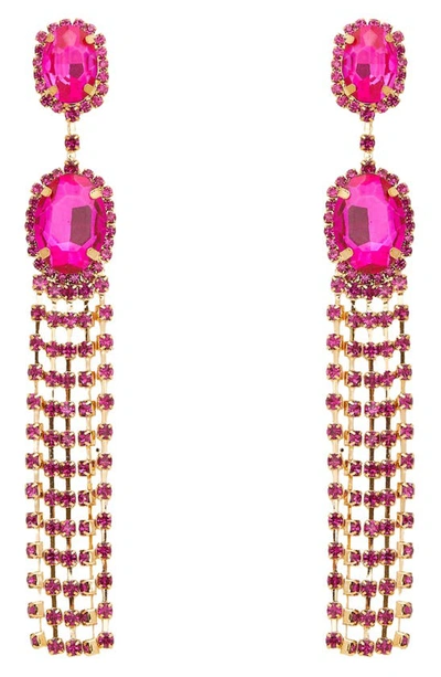Petit Moments Wolf Crystal Chandelier Drop Earrings In Pink