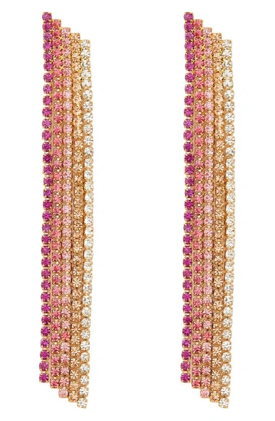 Petit Moments Sava Crystal Fringe Drop Earrings In Pink/ Gold