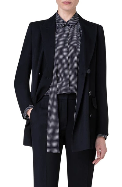 Akris Punto Wool Tricotine Tailored Top Jacket In Black