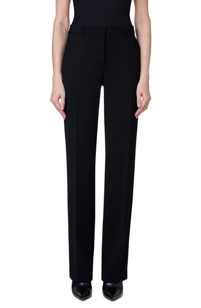 Akris Punto Mikko Straight-leg Wool Pants In Black