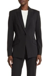 Hugo Boss Boss Jabinalah One-button Wool Blazer In Black