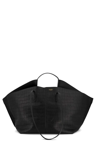 Ree Projects Large Ann Soft Croc Embossed Leather Tote In Black