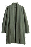 Eileen Fisher Petite Shawl-collar Boiled Wool Coat In Cypress