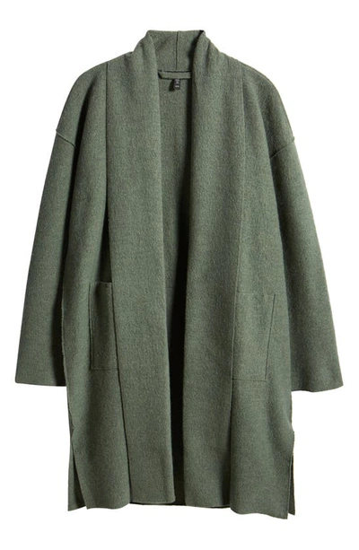 Eileen Fisher Petite Shawl-collar Boiled Wool Coat In Cypress