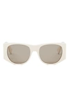 Fendi The  Baguette 54mm Oval Sunglasses In Ivory Brown