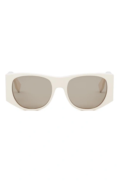 Fendi The  Baguette 54mm Oval Sunglasses In Ivory Brown