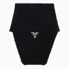 Prada Logo-embroidered Cashmere Scarf In Blue