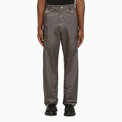 Prada Iron-coloured Re-nylon Trousers Men In Grey