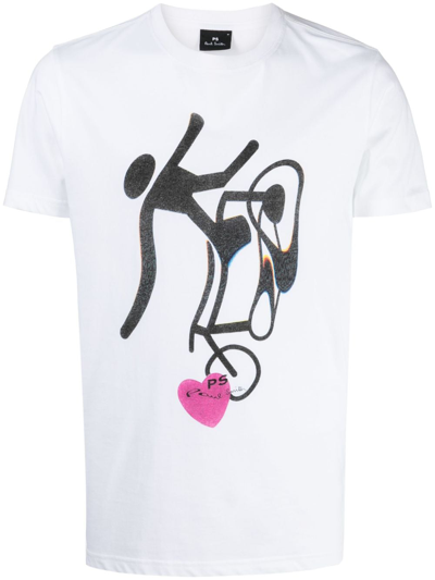 Ps By Paul Smith Graphic-print Cotton T-shirt In White