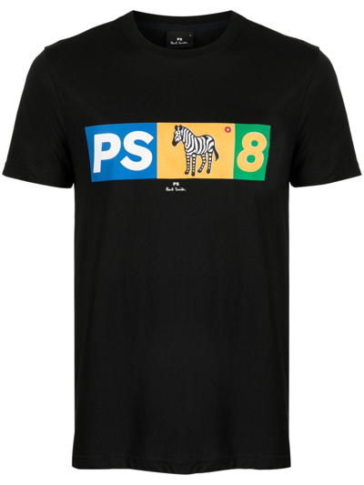 Ps By Paul Smith Logo-print Cotton T-shirt In Black