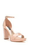 Nine West Elope Platform Sandal In Light Natural Patent