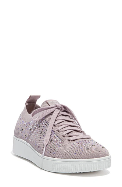 Fitflop Rally Rhinestone Knit Trainer Sneaker In Soft Lilac