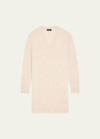 Theory Wool-cashmere Short Donegal Sweater Dress In Cream Multi