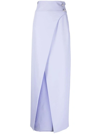 Genny Front-slit Straight Skirt In Purple