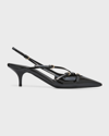 Miu Miu Buckle-embellished Slingback Pumps In Black