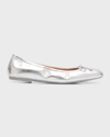 Stuart Weitzman Bardot Metallic Bow Ballerina Flats In Light Gold
