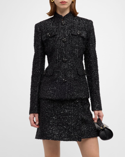 Adam Lippes Mayfair Metallic Tweed Single-breasted Jacket In Black