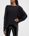 Blanc Noir Portola Sweater With Golden Buttons In Optic White