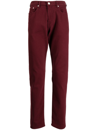 Ps By Paul Smith Halbhohe Slim-fit-jeans In Red