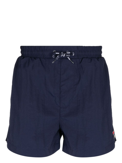 Fila Logo-embroidered Drawstring Swim Shorts In Blau