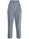 Ps By Paul Smith Check-pattern Cropped Trousers In Blau