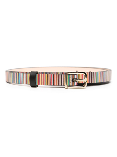 Paul Smith Striped Leather Belt In Mehrfarbig