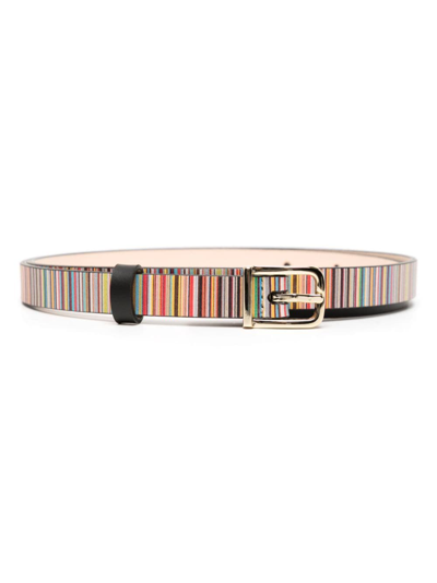 Paul Smith Striped Leather Belt In Multicolour