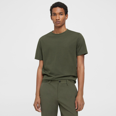 Theory Precise Tee In Luxe Cotton Jersey In Dark Olive