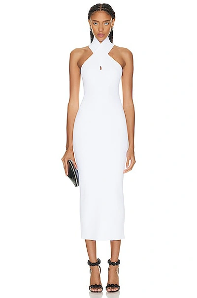 Alaïa Halter Midi Dress In Blanc