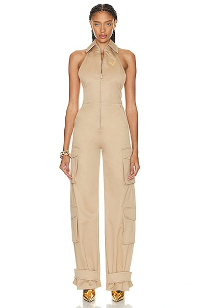 Valentino Cargo Jumpsuit In Beige