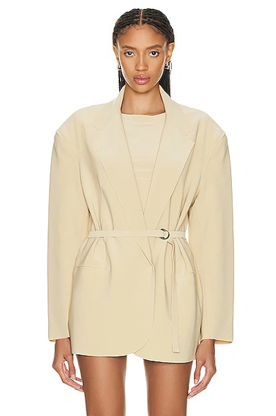 Norma Kamali Oversized Single Breasted Jacket In Sand