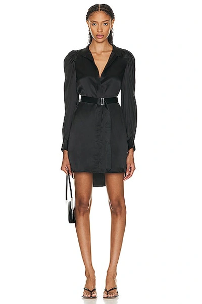 Frame Gillian Long-sleeve Silk Mini Dress In Black