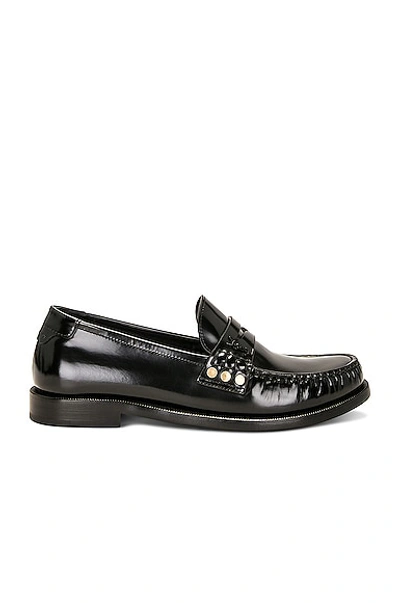 Saint Laurent Schuhe Penny-slot Leather Loafers In Black