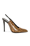 Saint Laurent Animal Patterned Patent Leather Slingbacks With Stiletto Hee In Manto Naturale