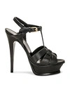 Saint Laurent Tribute Black Sandals With Platform In Patent Leather Woman In Nero