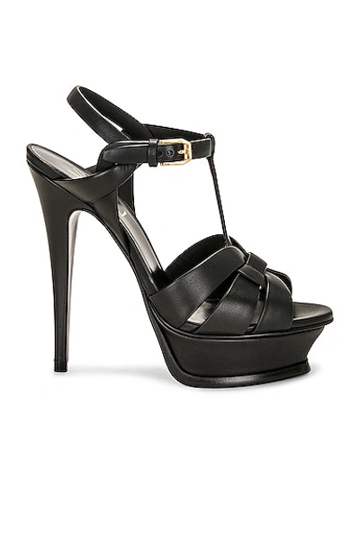 Saint Laurent Tribute Platform Sandal In Nero