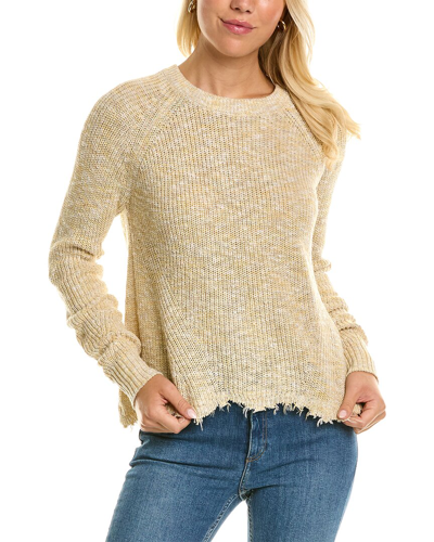 Autumn Cashmere Cotton By  Tweed Distressed Scallop Edge Sweater In Beige
