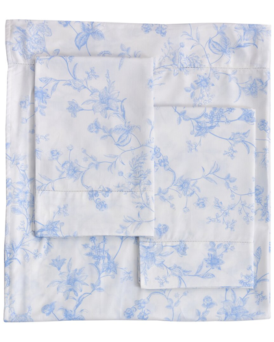 Melange Home Mélange Home 400tc Sateen Cotton Garden Bouquet Hemstitch Pillowcases In Blue