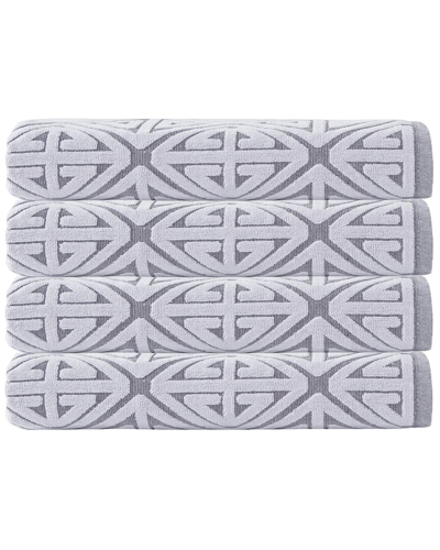 Enchante Home Glamour Turkish Cotton 4pc Hand Towels In Silver