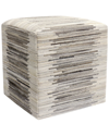 Pasargad Home Galaxy Cowhide Pouf Ottoman In Silver