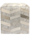 Pasargad Home Galaxy Silver Cowhide Pouf Ottoman In Silver