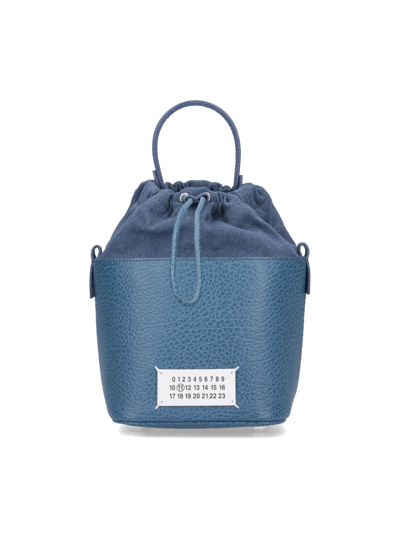 Maison Margiela Logo Bucket Bag In Blue