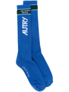 Autry Logo-print Ribbed Socks In Blue
