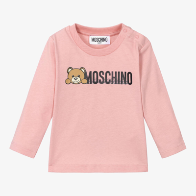 Moschino Baby Babies' Pink Cotton Teddy Bear Top